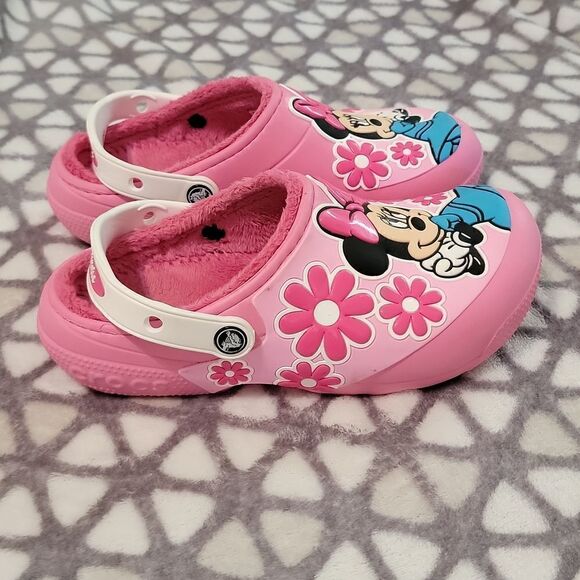 Crocs Classic Lined Disney Minnie Mouse Clog Pink Shoes Size Junior Youth 2 - Picture 5 of 13